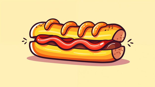 Hand drawn cartoon delicious hot dog illustration