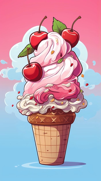 Hand drawn cartoon delicious ice cream illustration