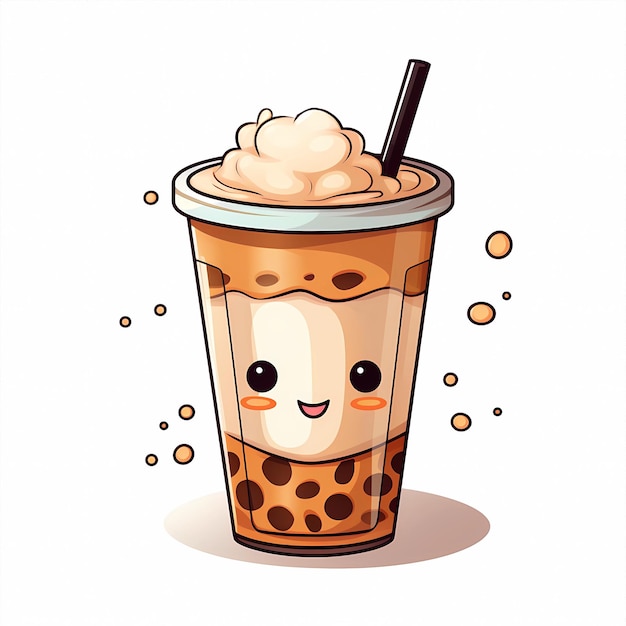 Photo hand drawn cartoon delicious milk tea illustration picture