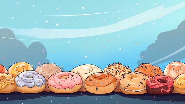 hand drawn cartoon donut illustration