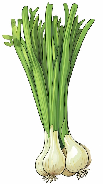 Premium AI Image | Hand drawn cartoon green onion illustration