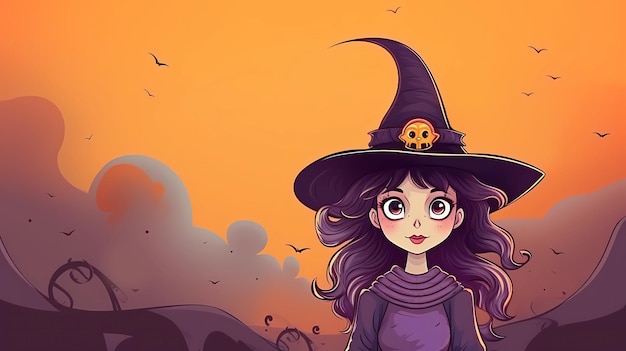 hand drawn cartoon halloween witch festival illustration