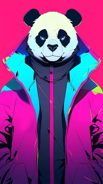 Foto cartone animato disegnato a mano illustrazione di un bel panda