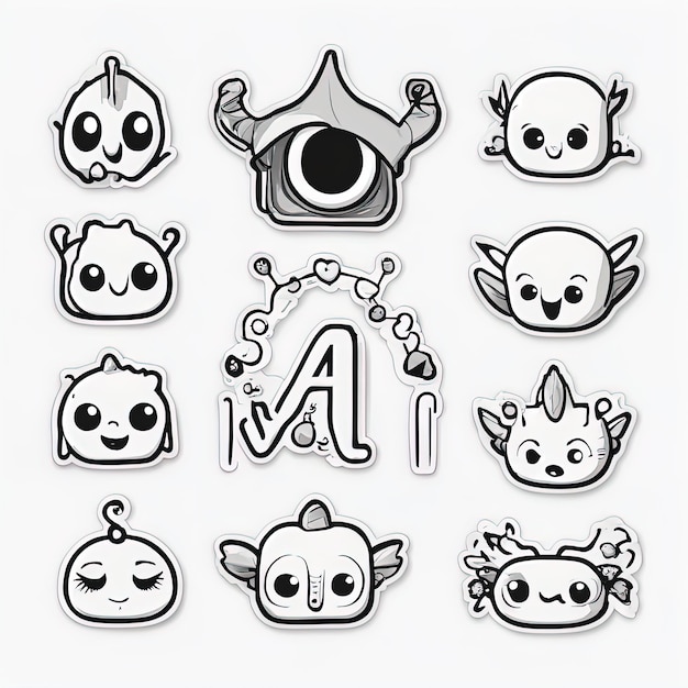 hand drawn cartoon monster stickers sethand drawing cute monsters