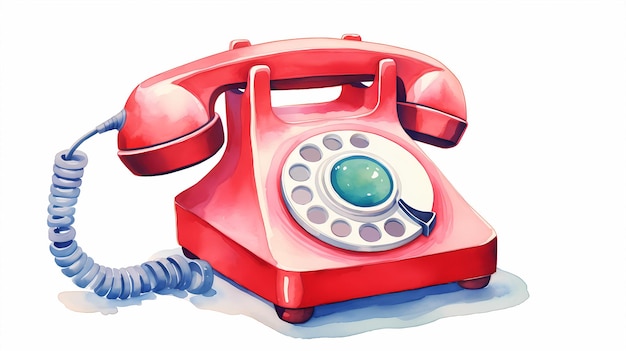 Photo hand drawn cartoon old fashioned telephone illustration