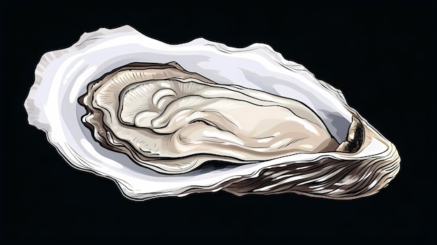 Photo hand drawn cartoon oyster illustration