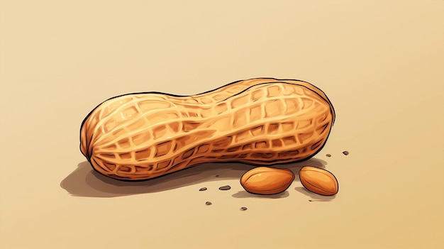 Photo hand drawn cartoon peanut illustration