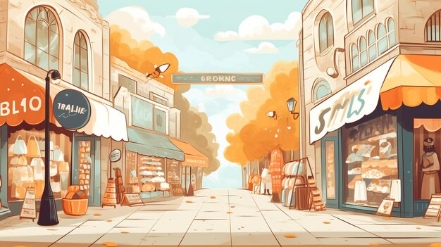 Hand drawn cartoon promotional shopping illustration background