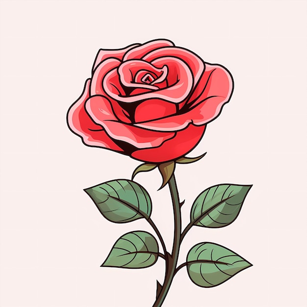 Foto illustrazione di una rosa rossa disegnata a mano