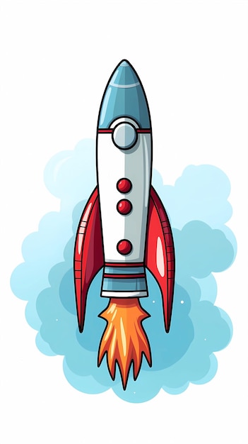 Photo hand drawn cartoon rocket illustration