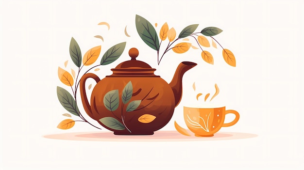 Photo hand drawn cartoon teapot illustration