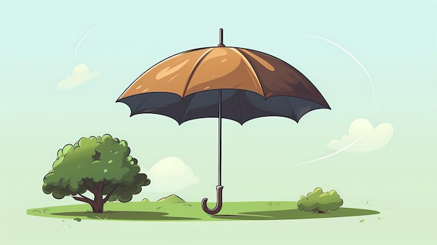 Hand drawn cartoon umbrella illustration