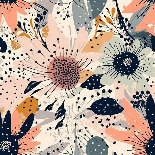 Hand drawn charming creative makes with bits print Seamless pattern AI Generated