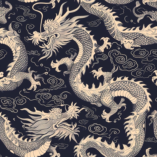 Hand drawn chinese dragon pattern v 6 Job ID 213a0bbef7214ae9be927ca33bba3fb3