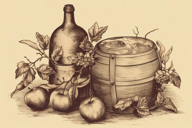 Photo hand drawn cider illustration