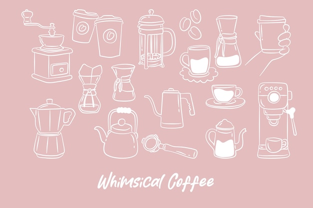 hand drawn coffee appliance for whimsical invitation