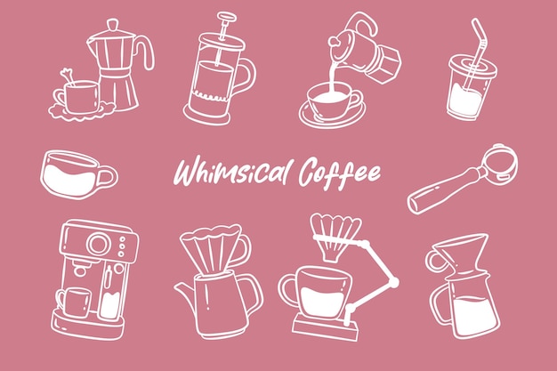 hand drawn coffee appliance for whimsical invitation