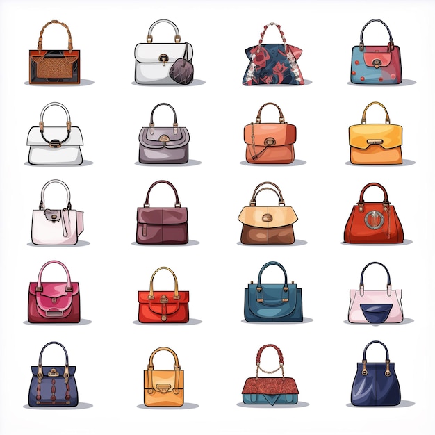 Photo hand drawn computer icons of fashion bags