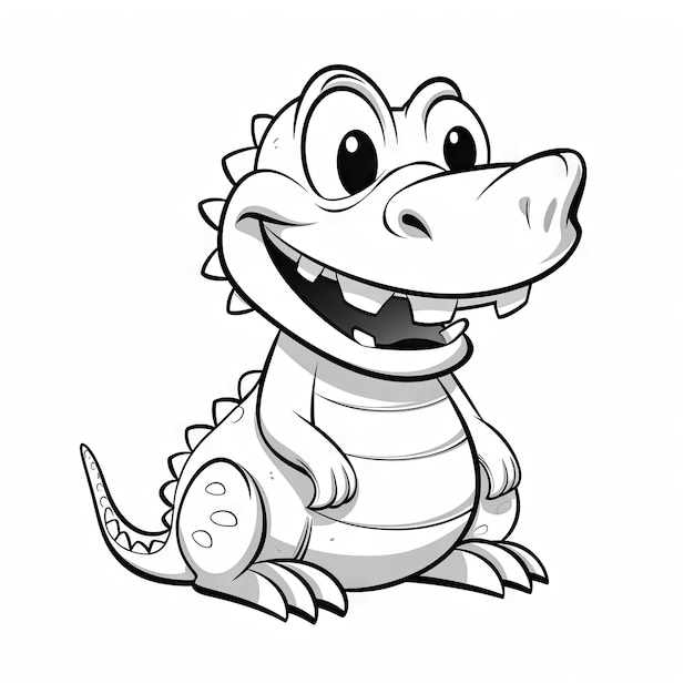 Hand drawn crocodile kawaii coloring page illustration