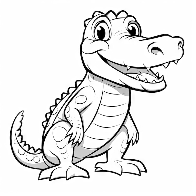 Hand drawn crocodile kawaii coloring page illustration