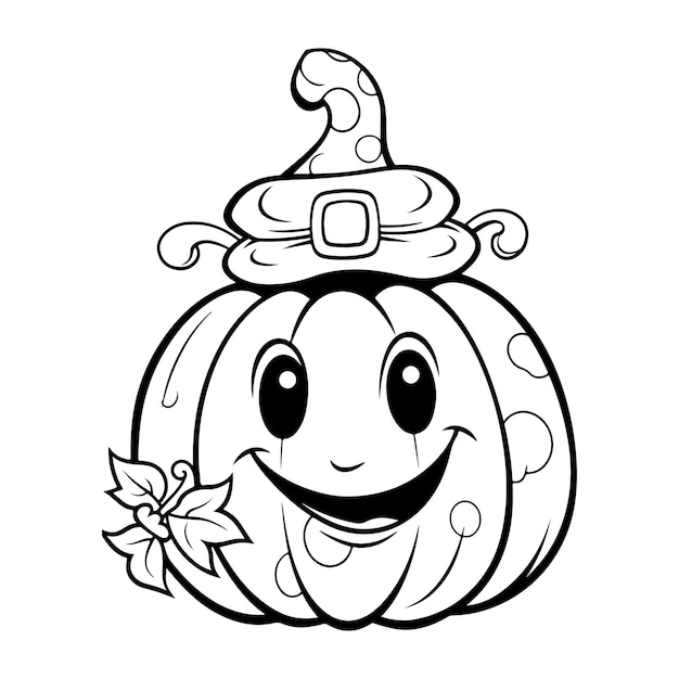 Foto disegnato a mano zucca carina halloween pagina da colorare illustrazione generativa ai