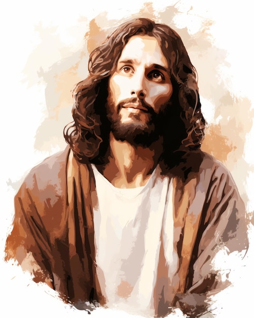 hand drawn detailed graphic illustration of jesus christ portrait vector