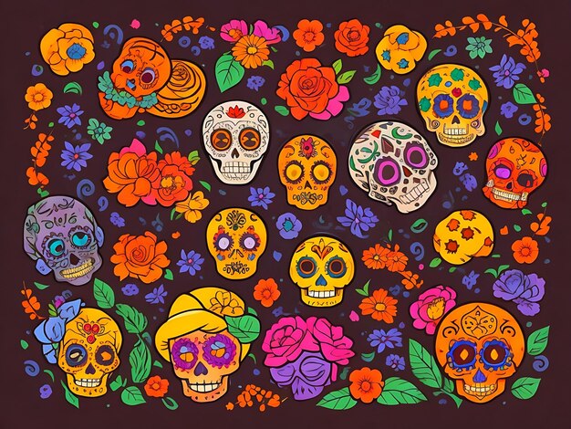 Foto sfondo disegnato a mano dia de muertos