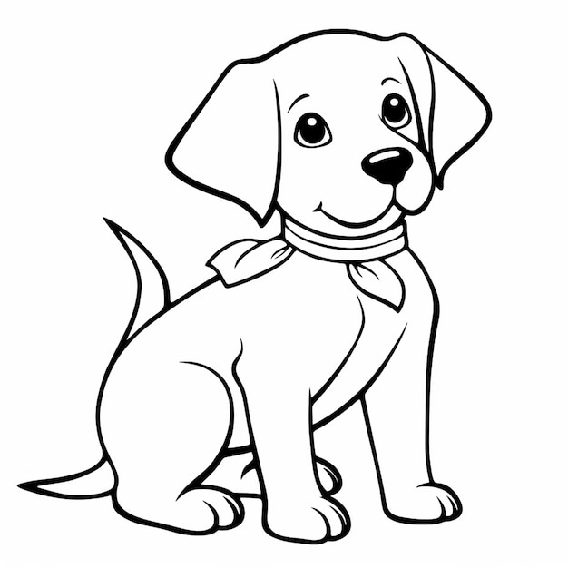 Photo hand drawn dog outline illustration coloring page of cute dog for kids