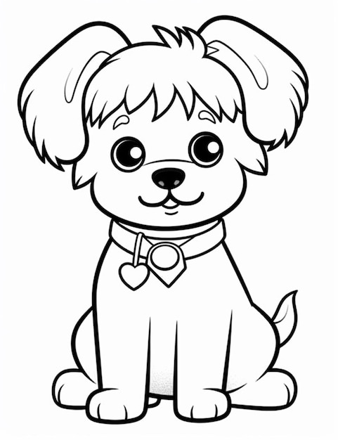 Photo hand drawn dog outline illustration coloring page of cute dog for kids