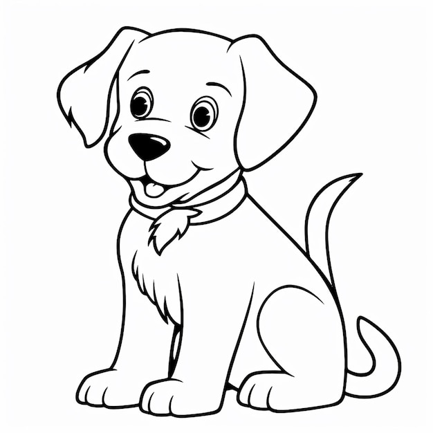 Hand drawn dog outline illustration coloring page of cute dog for kids