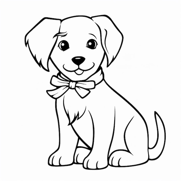 Photo hand drawn dog outline illustration coloring page of cute dog for kids