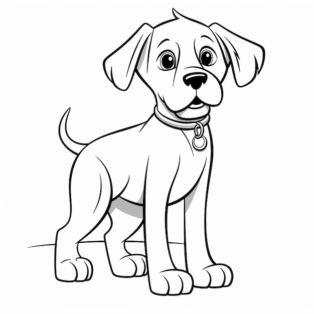 子供のための可愛い犬の手描きの犬の輪郭イラストのカラーページ