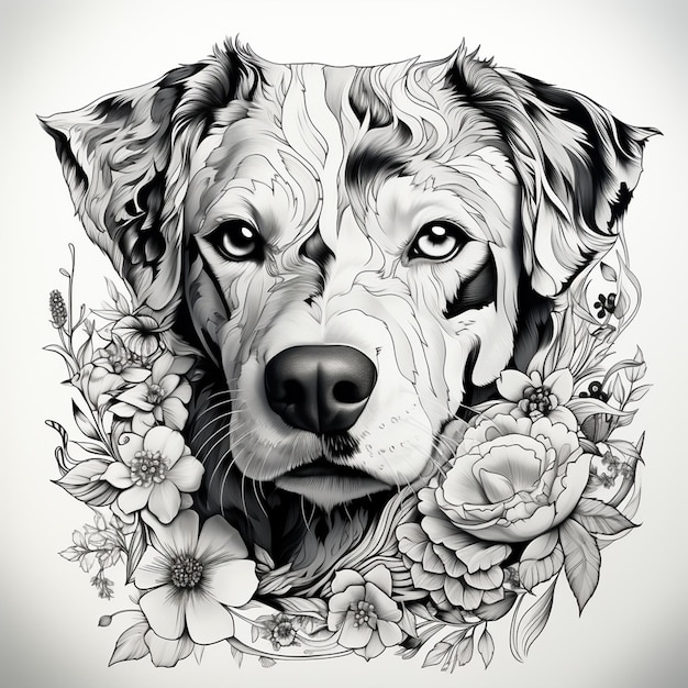 Hand drawn dog outline illustration