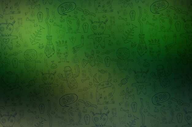 Hand drawn doodle monsters background