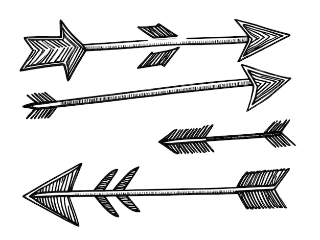 写真 白い背景のベクトルグラフィックで,異なる方向に矢印を描いた手描きのドードルスタイル