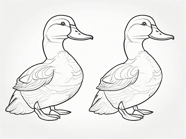Photo hand drawn duck outline illustration