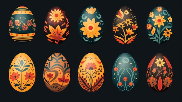 Hand drawn easter egg collection