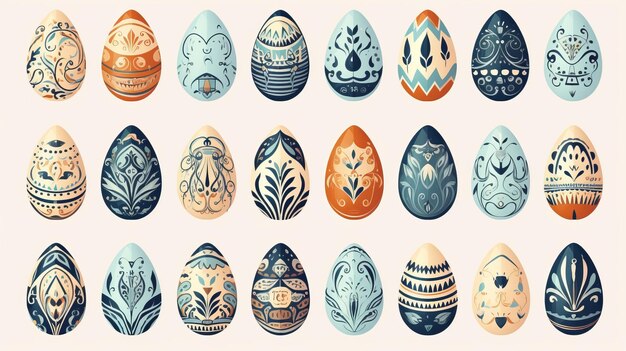 Hand drawn easter egg collection