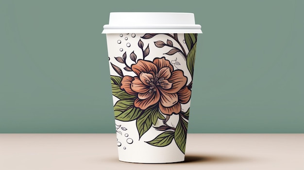 Photo hand drawn eco cup illustration realistic detailed