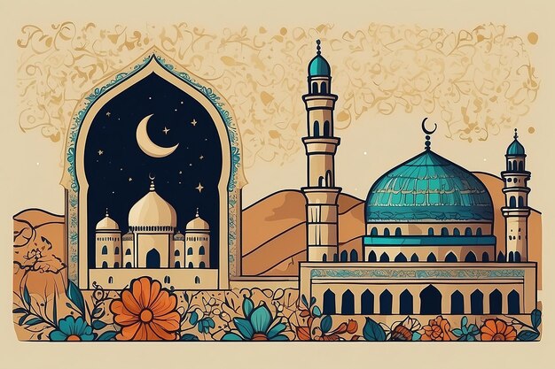 Hand drawn eid alfitr illustration