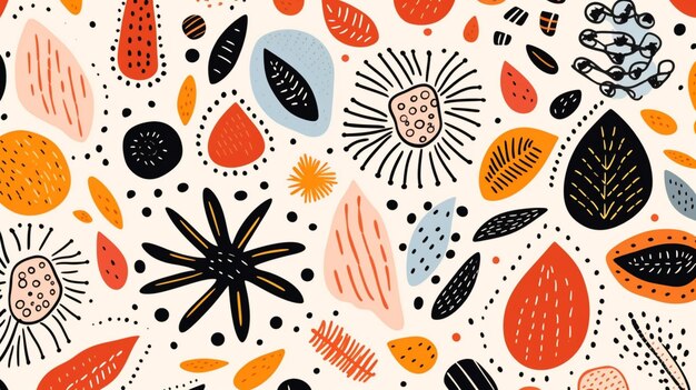 Hand drawn flat design abstract doodle pattern realistic