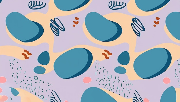 Hand drawn flat design abstract shapes doodle pattern 28