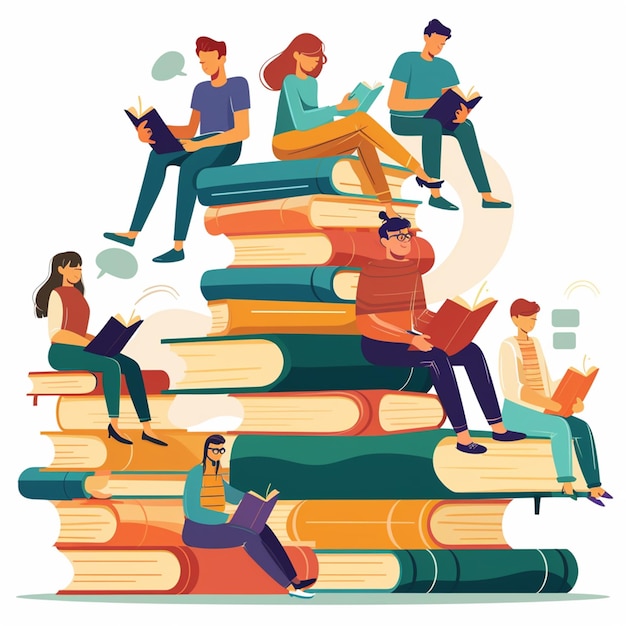 hand drawn flat design book club illustration