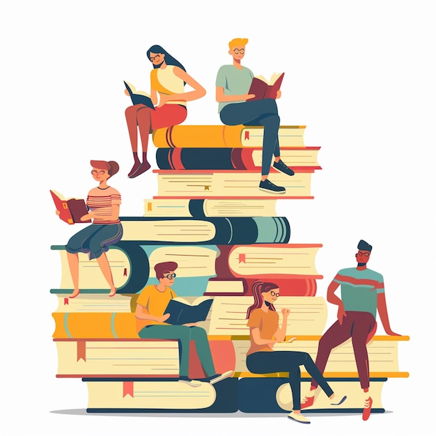 hand drawn flat design book club illustration