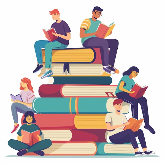 hand drawn flat design book club illustration