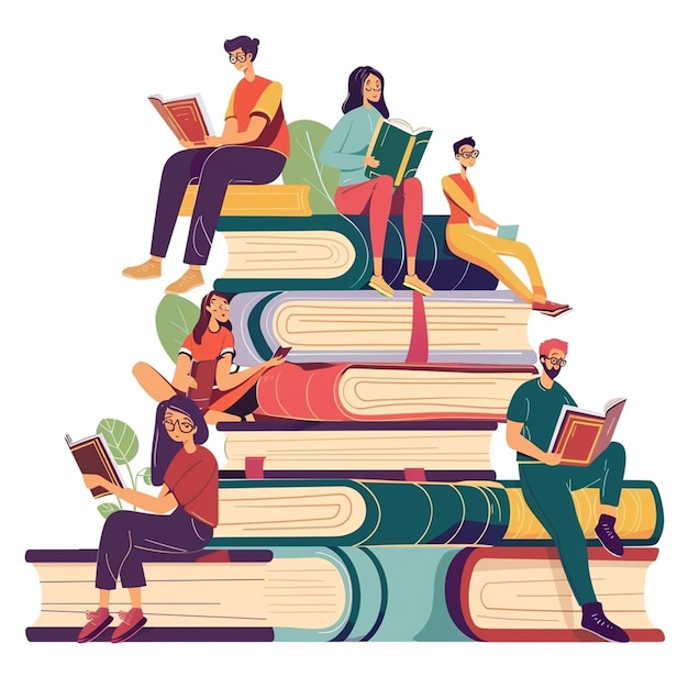 hand drawn flat design book club illustration
