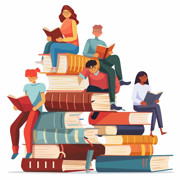 hand drawn flat design book club illustration