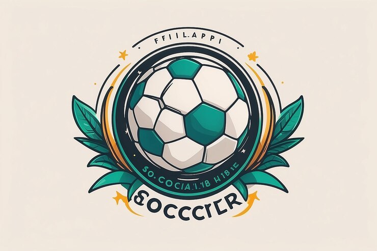 Photo 手描きのフラットデザインのサッカーロゴ