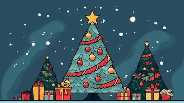 Photo hand drawn flat merry christmas and new year background