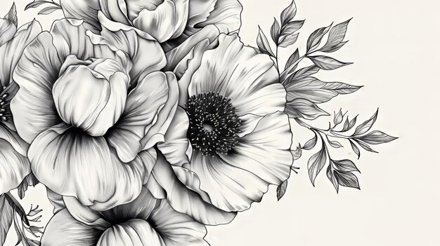 Photo hand drawn floral illustration